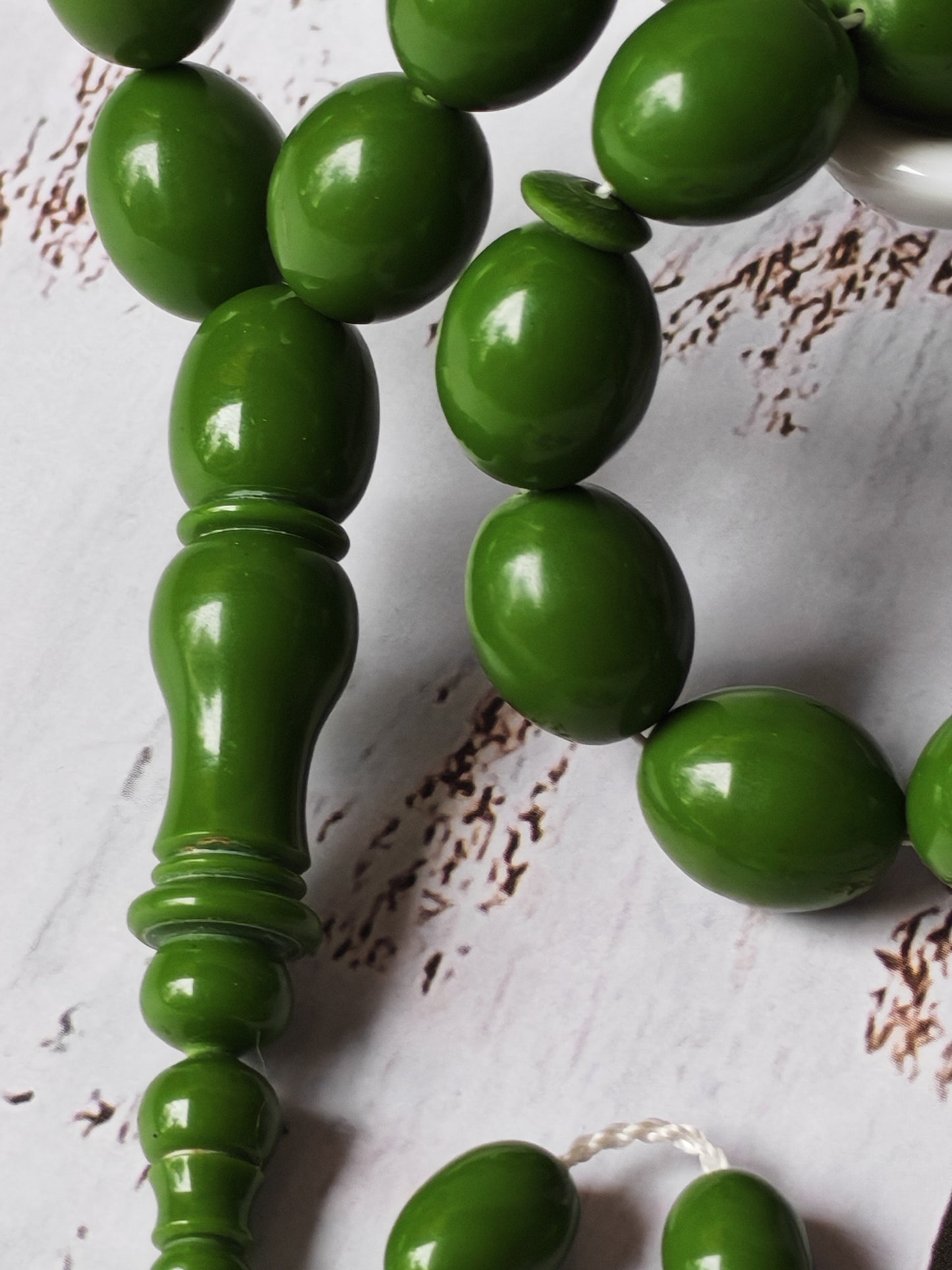 British Bakelite Olive-Bead Rosary – 35 Beads | Heavy, Collectible Craft from Egypt (71g)