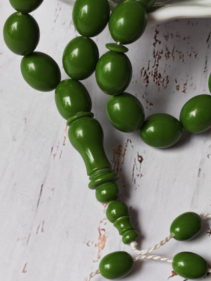 British Bakelite Olive-Bead Rosary – 35 Beads | Heavy, Collectible Craft from Egypt (71g)