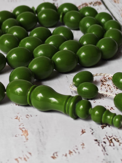 British Bakelite Olive-Bead Rosary – 35 Beads | Heavy, Collectible Craft from Egypt (71g)