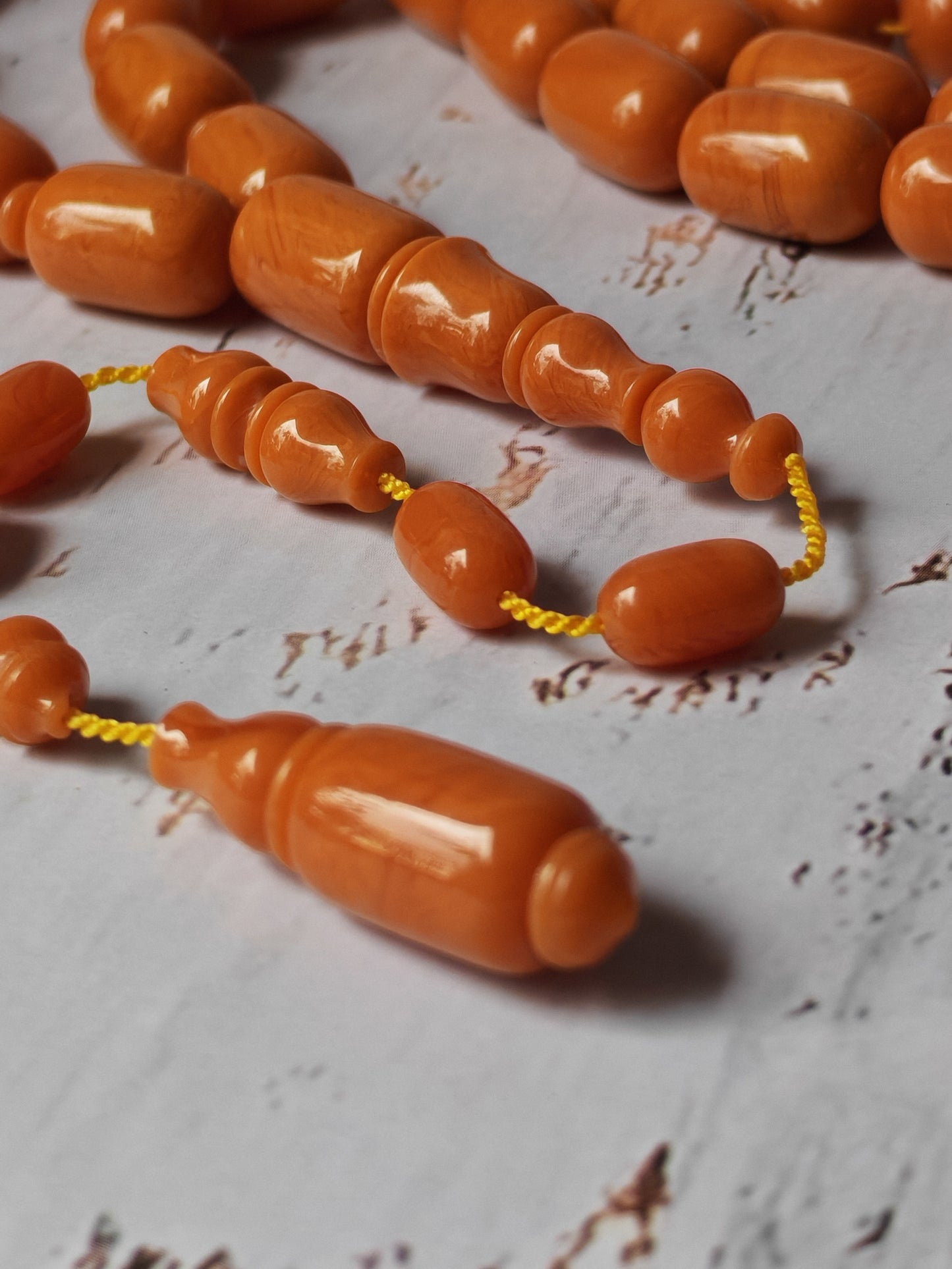British Bakelite Barrel-Shaped Tasbih – 45 Beads | Originally Bowling Ball | Egyptian Craft