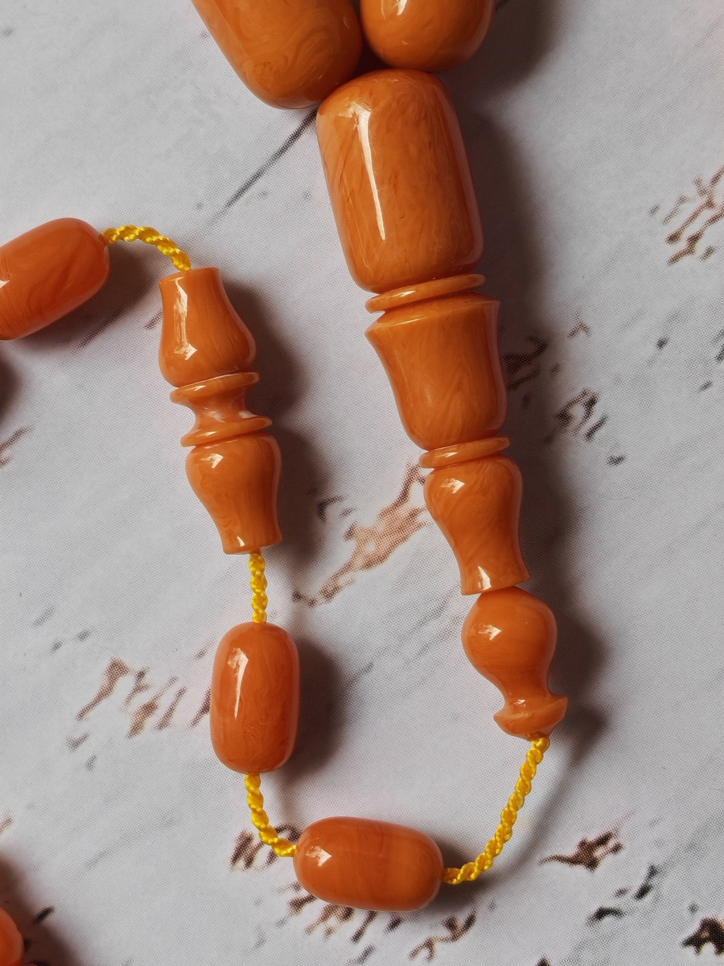 British Bakelite Barrel-Shaped Tasbih – 45 Beads | Originally Bowling Ball | Egyptian Craft