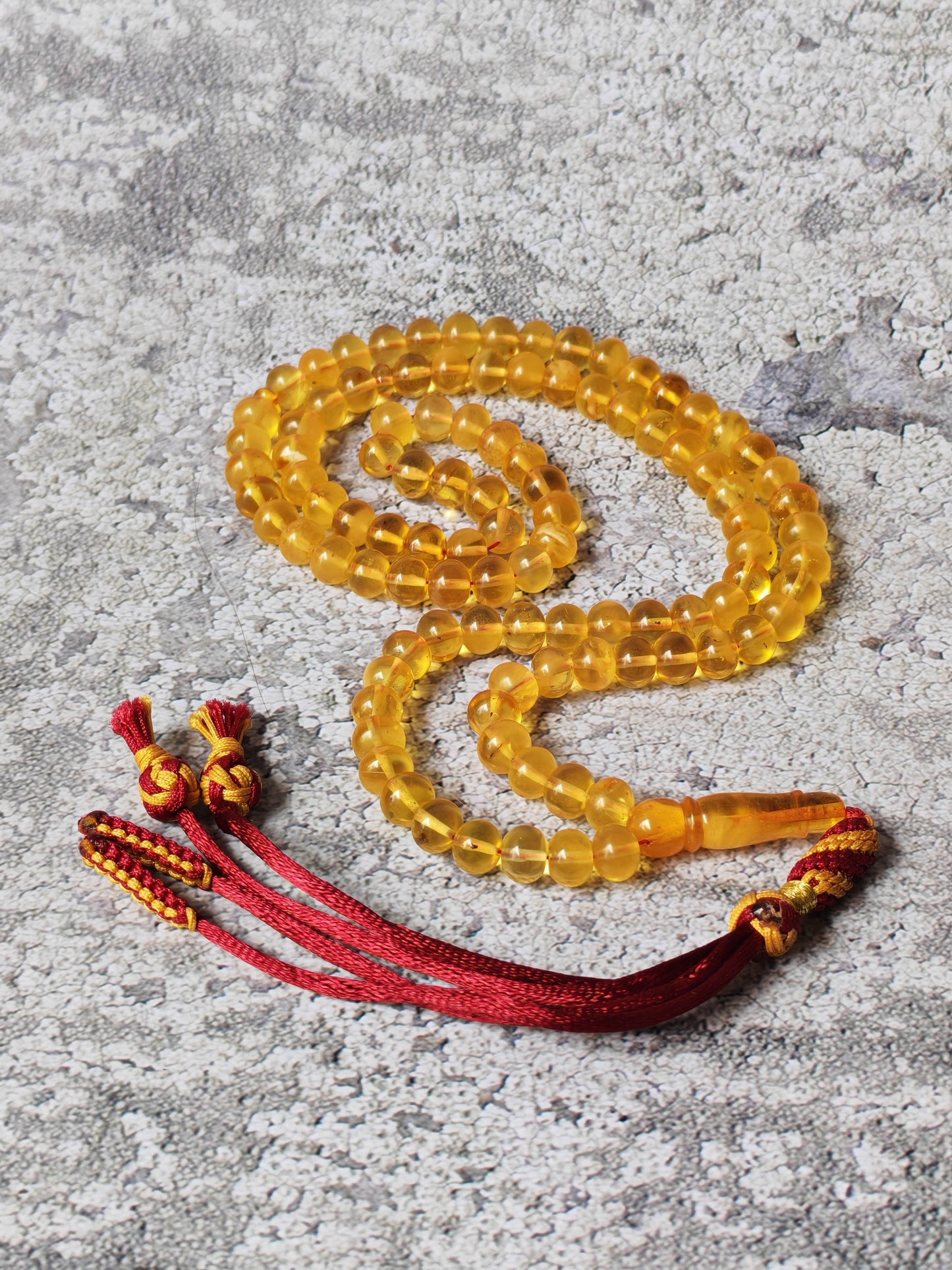 Citron & Cloudy Amber Rosary – 99 Beads | Micro Size | Donut Shape | Half-Half Pattern