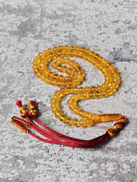 Citron & Cloudy Amber Rosary – 99 Beads | Micro Size | Donut Shape | Half-Half Pattern