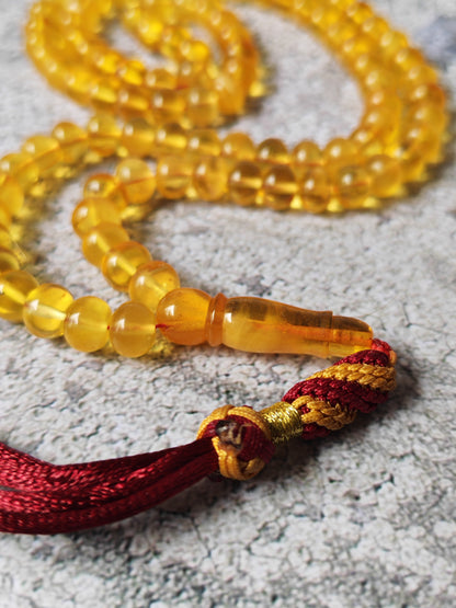Citron & Cloudy Amber Rosary – 99 Beads | Micro Size | Donut Shape | Half-Half Pattern