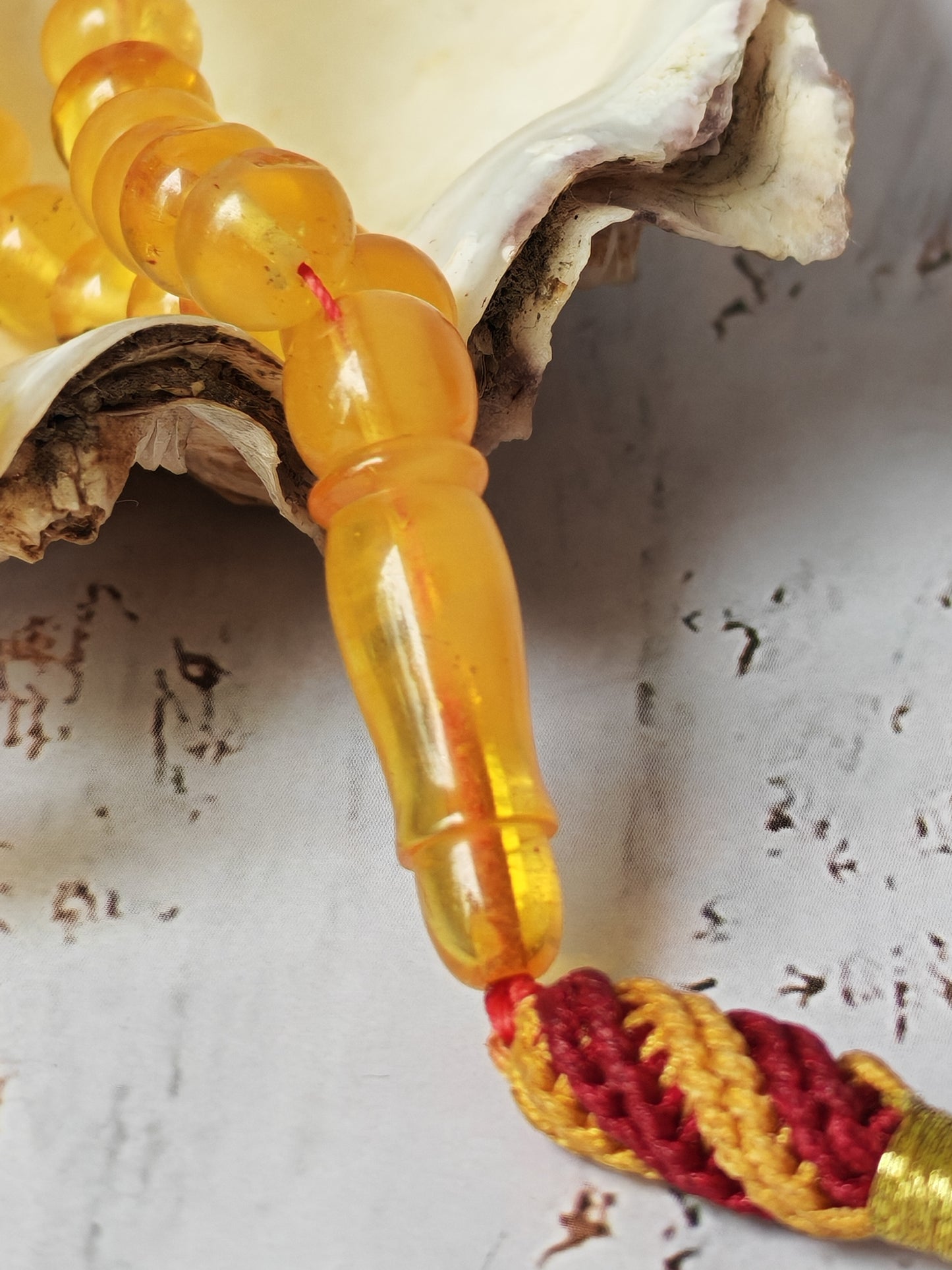 Citron & Cloudy Amber Rosary – 99 Beads | Micro Size | Donut Shape | Half-Half Pattern