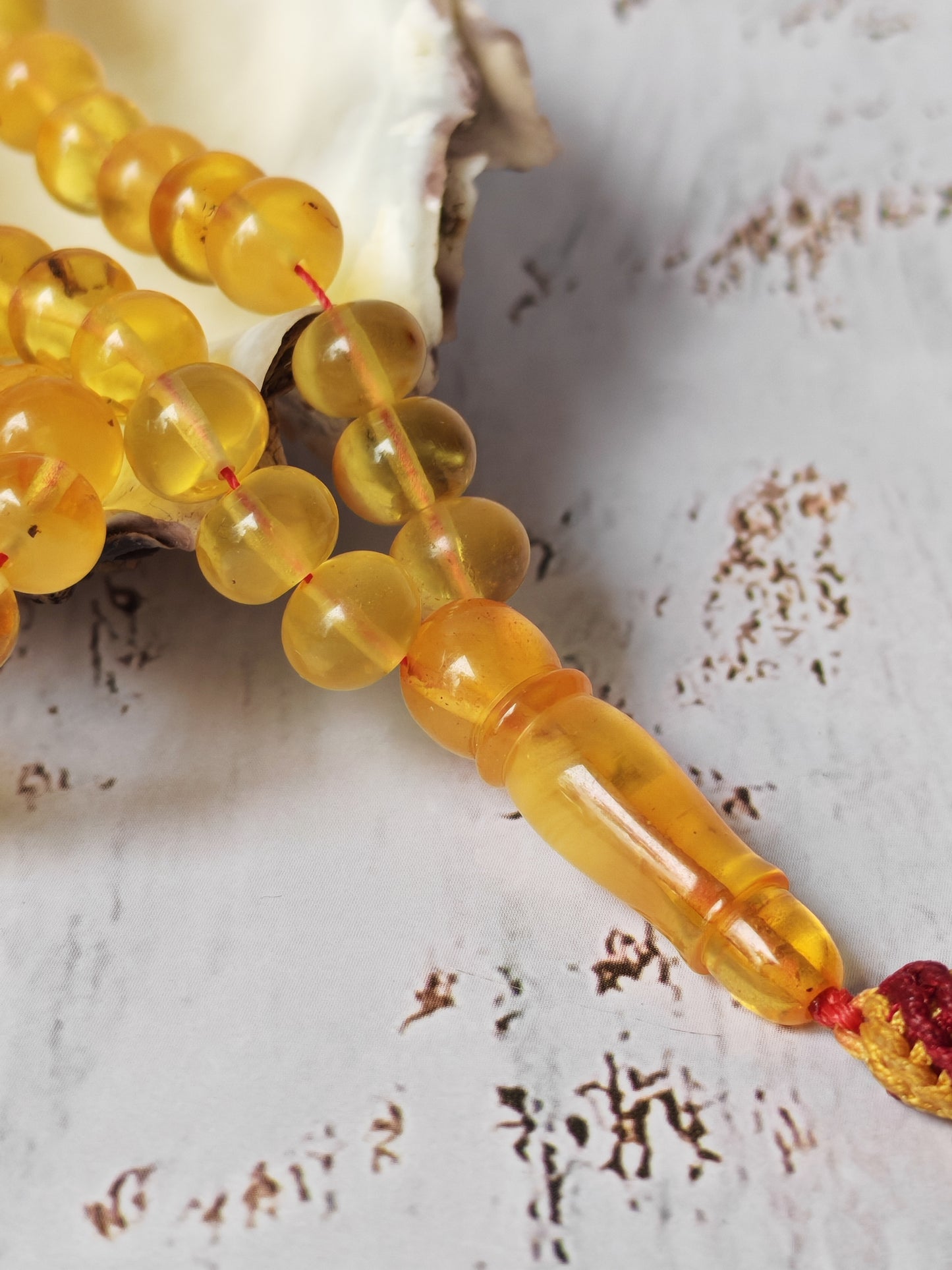Citron & Cloudy Amber Rosary – 99 Beads | Micro Size | Donut Shape | Half-Half Pattern
