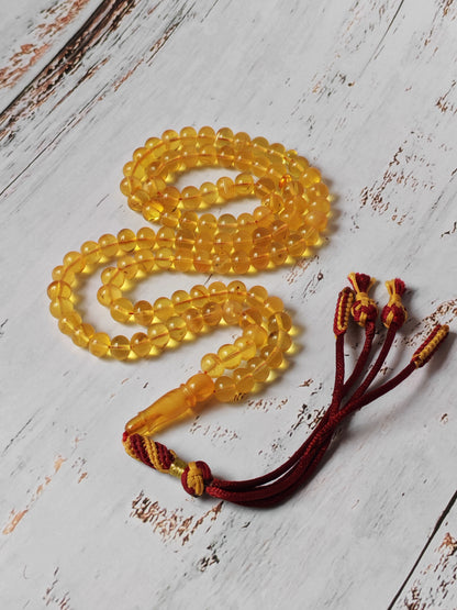 Citron & Cloudy Amber Rosary – 99 Beads | Micro Size | Donut Shape | Half-Half Pattern