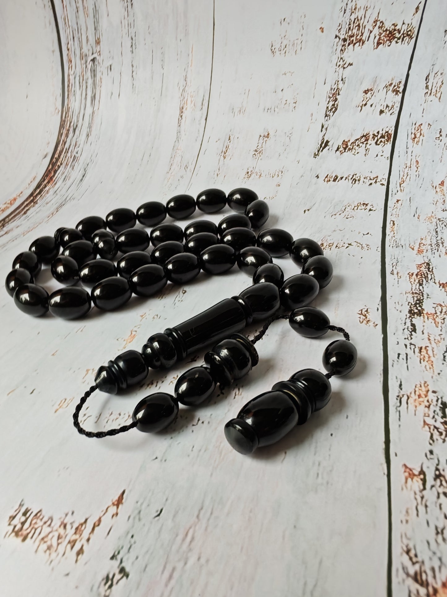 British Bakelite Rosary – 33 Beads | Deep Black, Heavy & Striking
