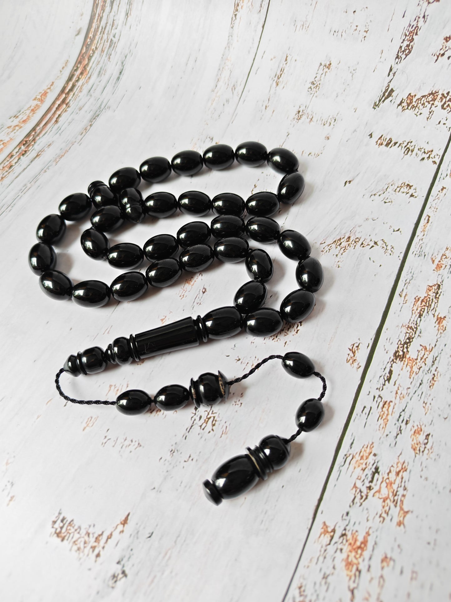 British Bakelite Rosary – 33 Beads | Deep Black, Heavy & Striking
