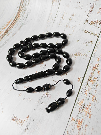 British Bakelite Rosary – 33 Beads | Deep Black, Heavy & Striking
