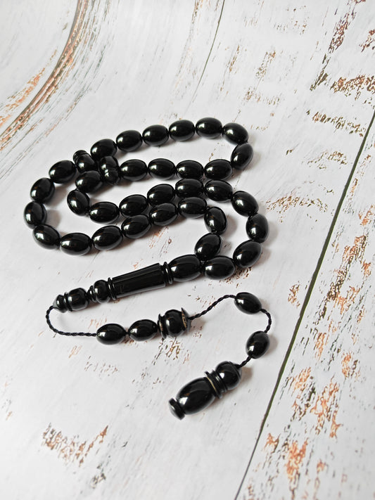 British Bakelite Rosary – 33 Beads | Deep Black, Heavy & Striking