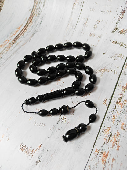 British Bakelite Rosary – 33 Beads | Deep Black, Heavy & Striking