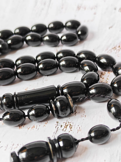 British Bakelite Rosary – 33 Beads | Deep Black, Heavy & Striking