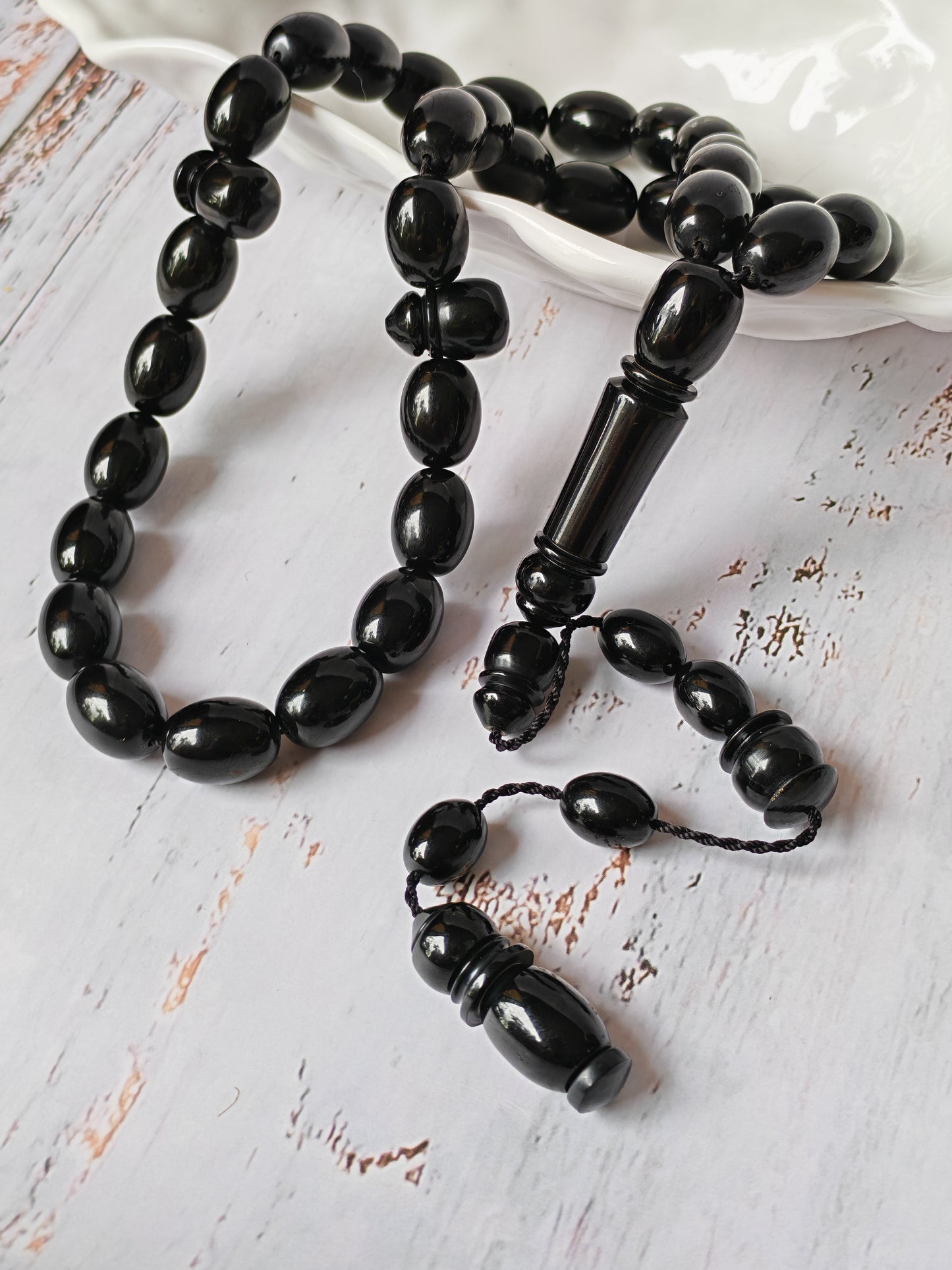 British Bakelite Rosary – 33 Beads | Deep Black, Heavy & Striking