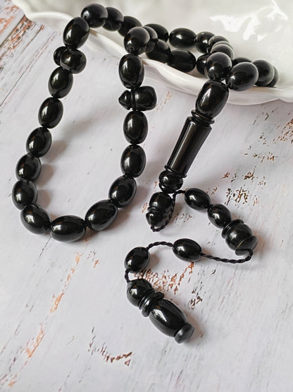 British Bakelite Rosary – 33 Beads | Deep Black, Heavy & Striking