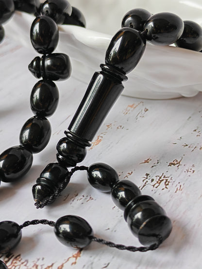 British Bakelite Rosary – 33 Beads | Deep Black, Heavy & Striking