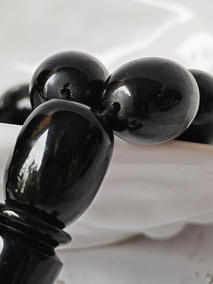 British Bakelite Rosary – 33 Beads | Deep Black, Heavy & Striking