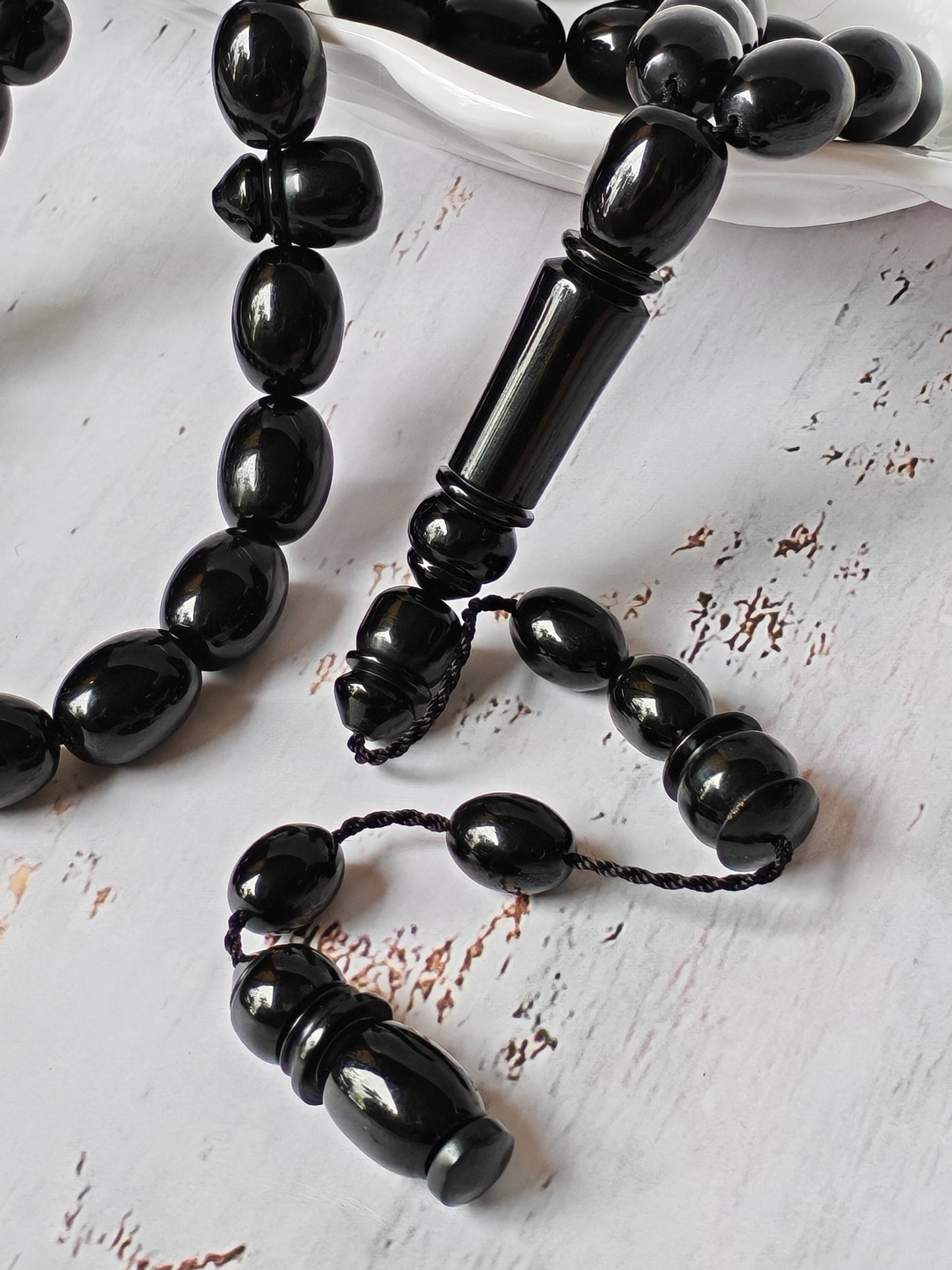 British Bakelite Rosary – 33 Beads | Deep Black, Heavy & Striking