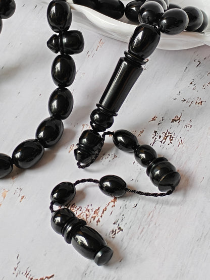 British Bakelite Rosary – 33 Beads | Deep Black, Heavy & Striking