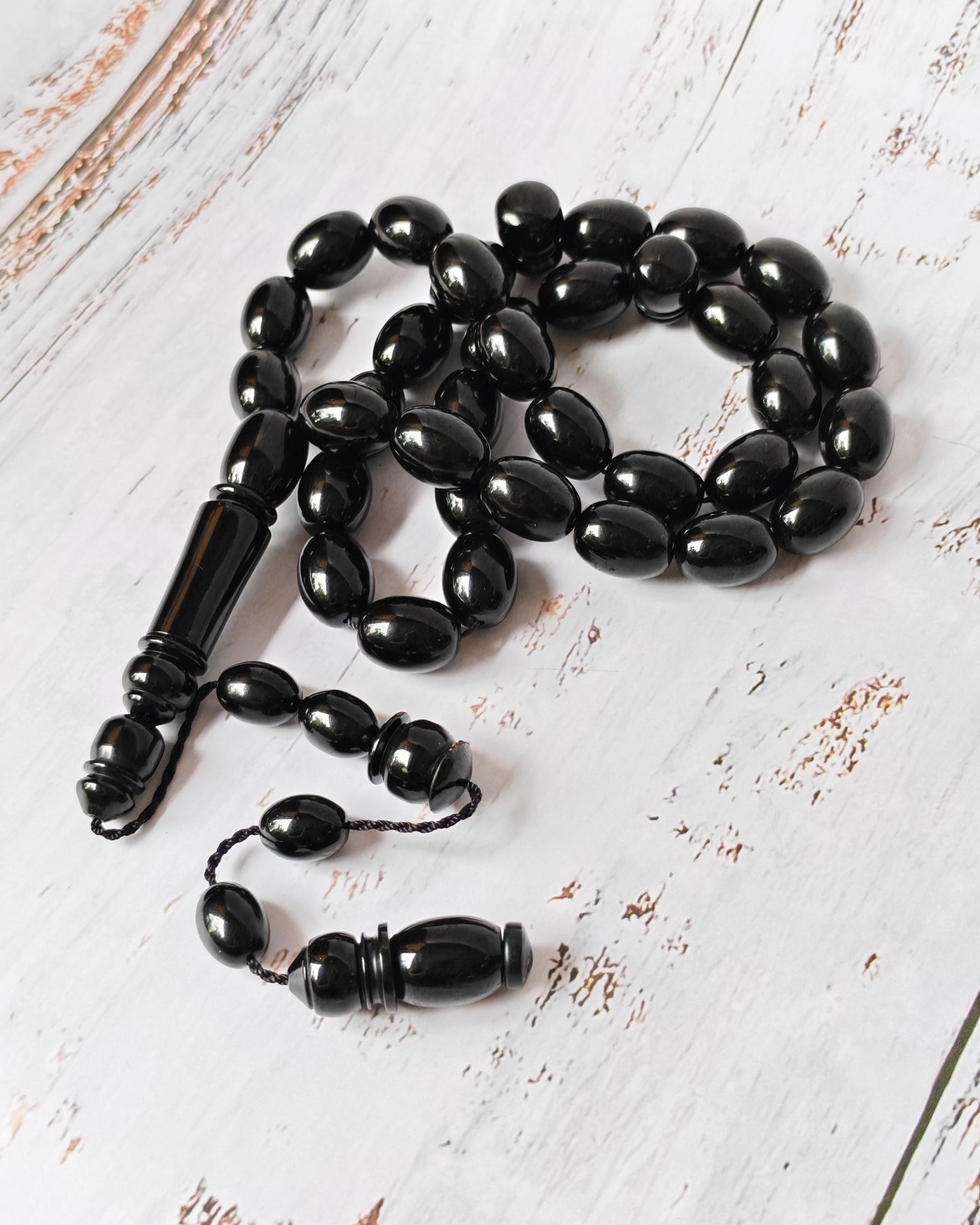 British Bakelite Rosary – 33 Beads | Deep Black, Heavy & Striking