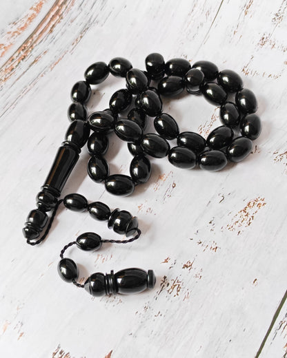 British Bakelite Rosary – 33 Beads | Deep Black, Heavy & Striking