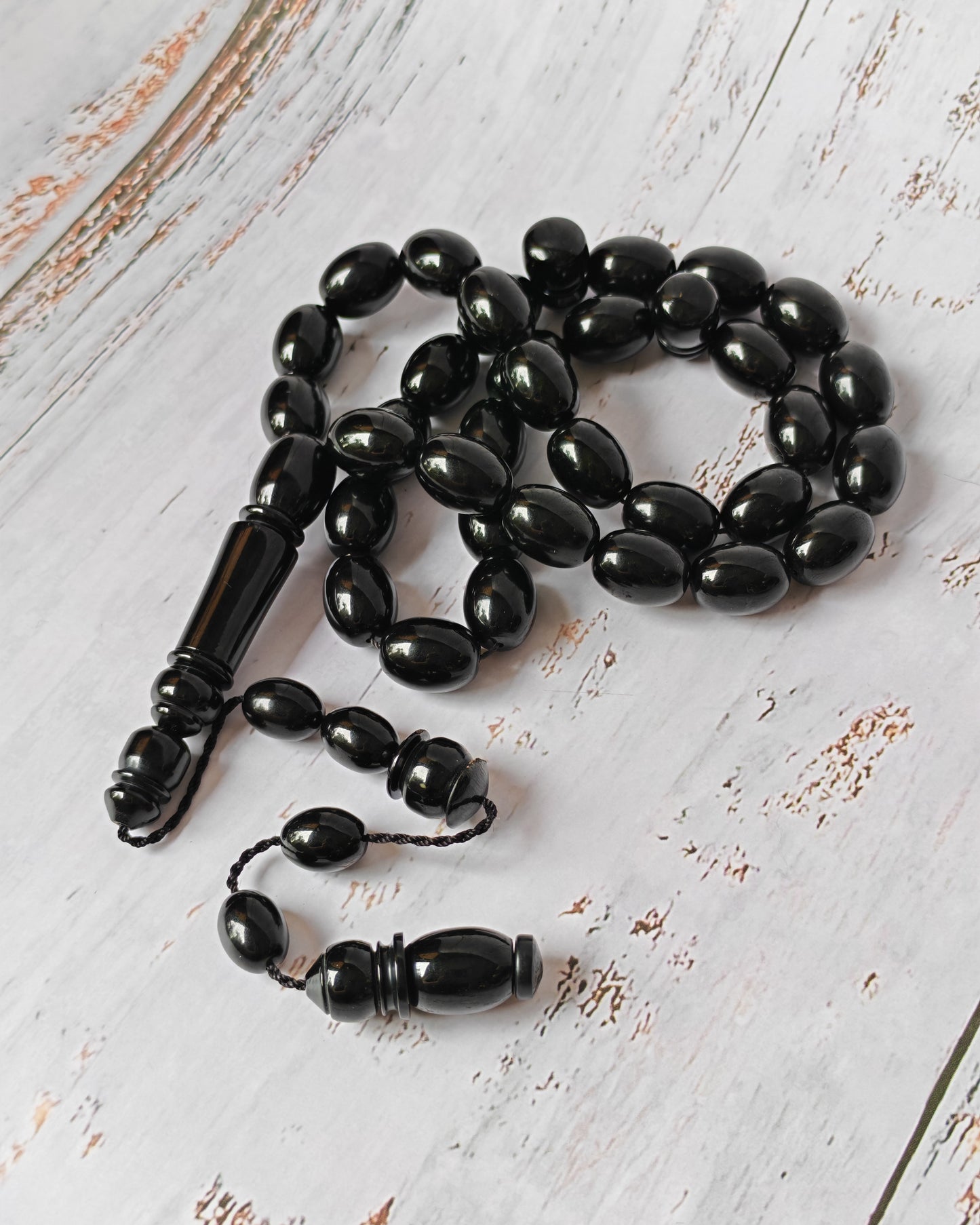 British Bakelite Rosary – 33 Beads | Deep Black, Heavy & Striking