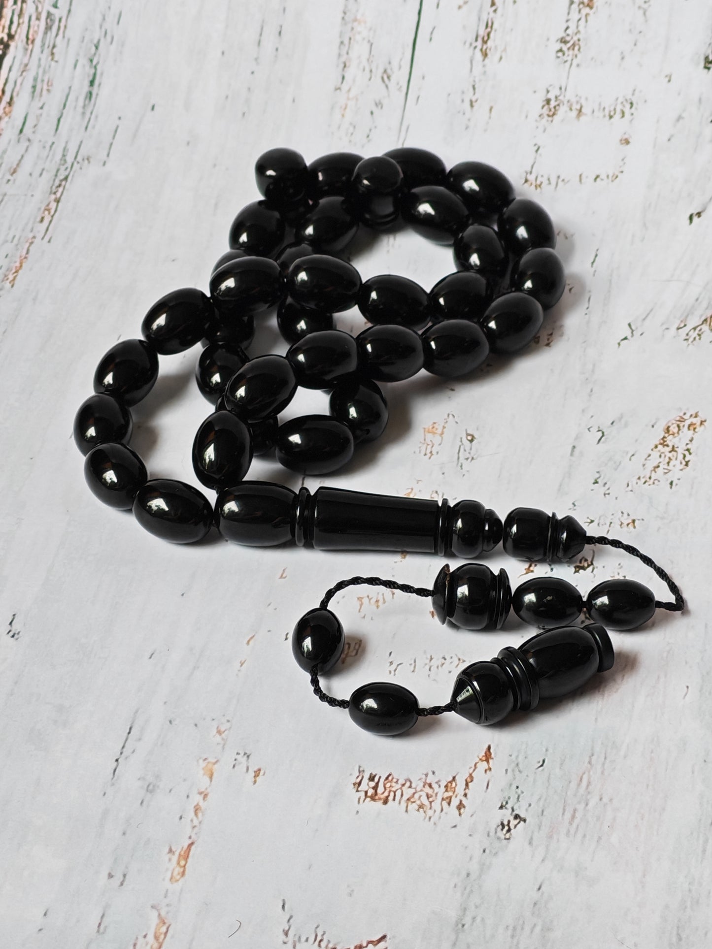 British Bakelite Rosary – 33 Beads | Deep Black, Heavy & Striking