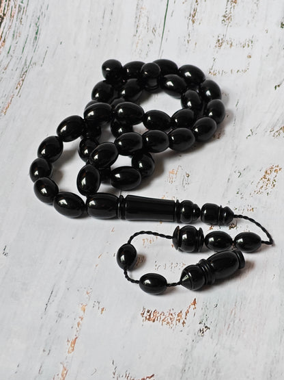 British Bakelite Rosary – 33 Beads | Deep Black, Heavy & Striking