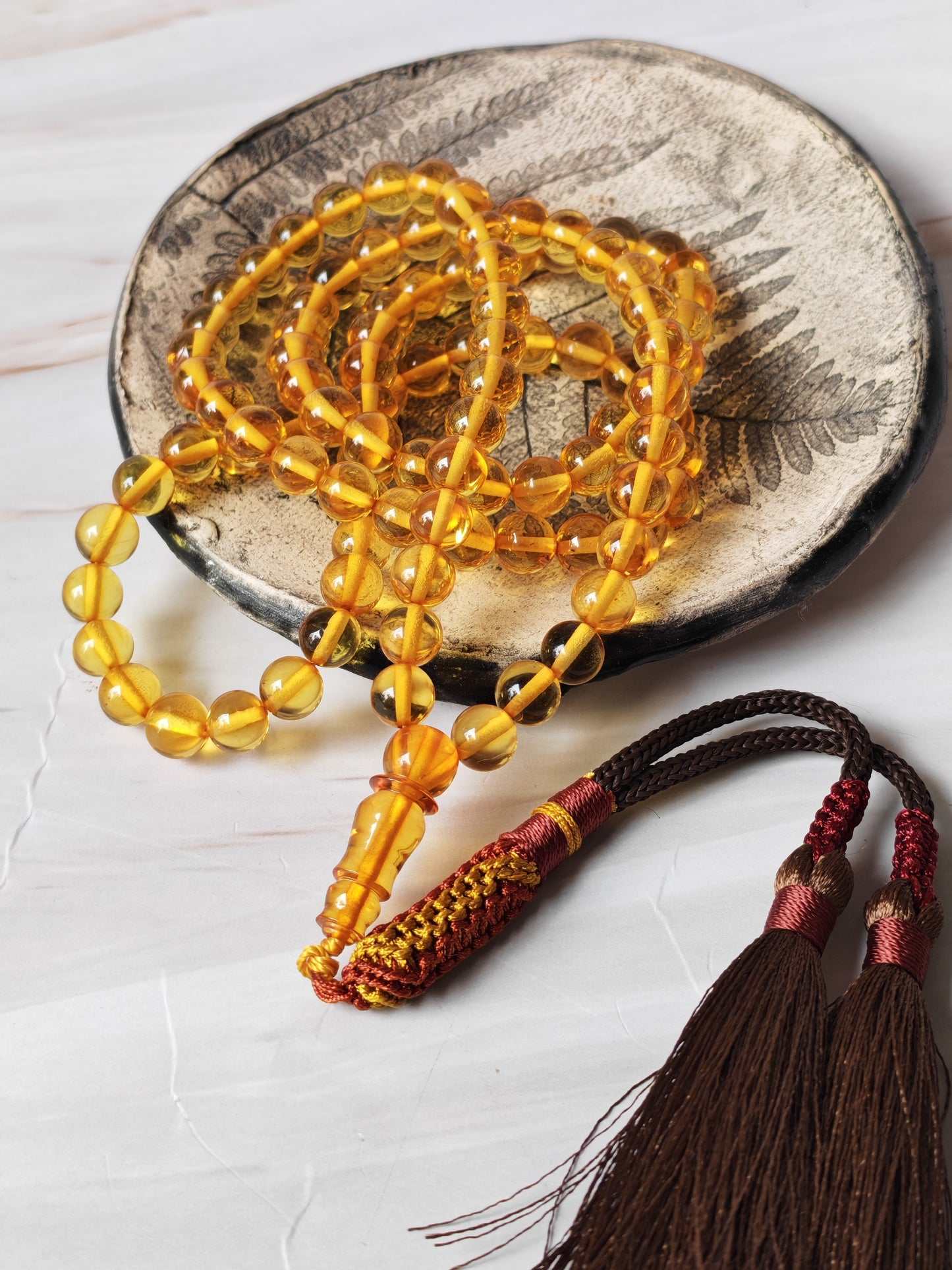 Citron Amber Tasbih – 99 Beads | Micro Size | Fully Transparent | Daily Use