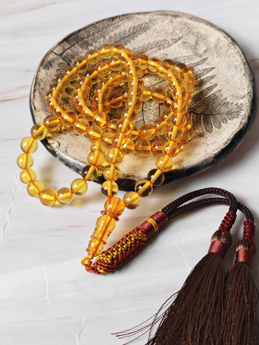 Citron Amber Tasbih – 99 Beads | Micro Size | Fully Transparent | Daily Use