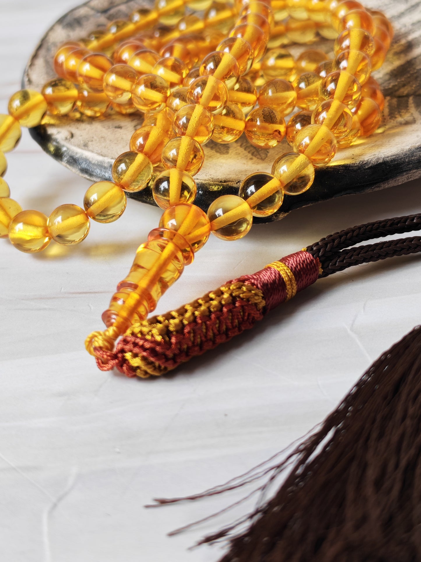 Citron Amber Tasbih – 99 Beads | Micro Size | Fully Transparent | Daily Use