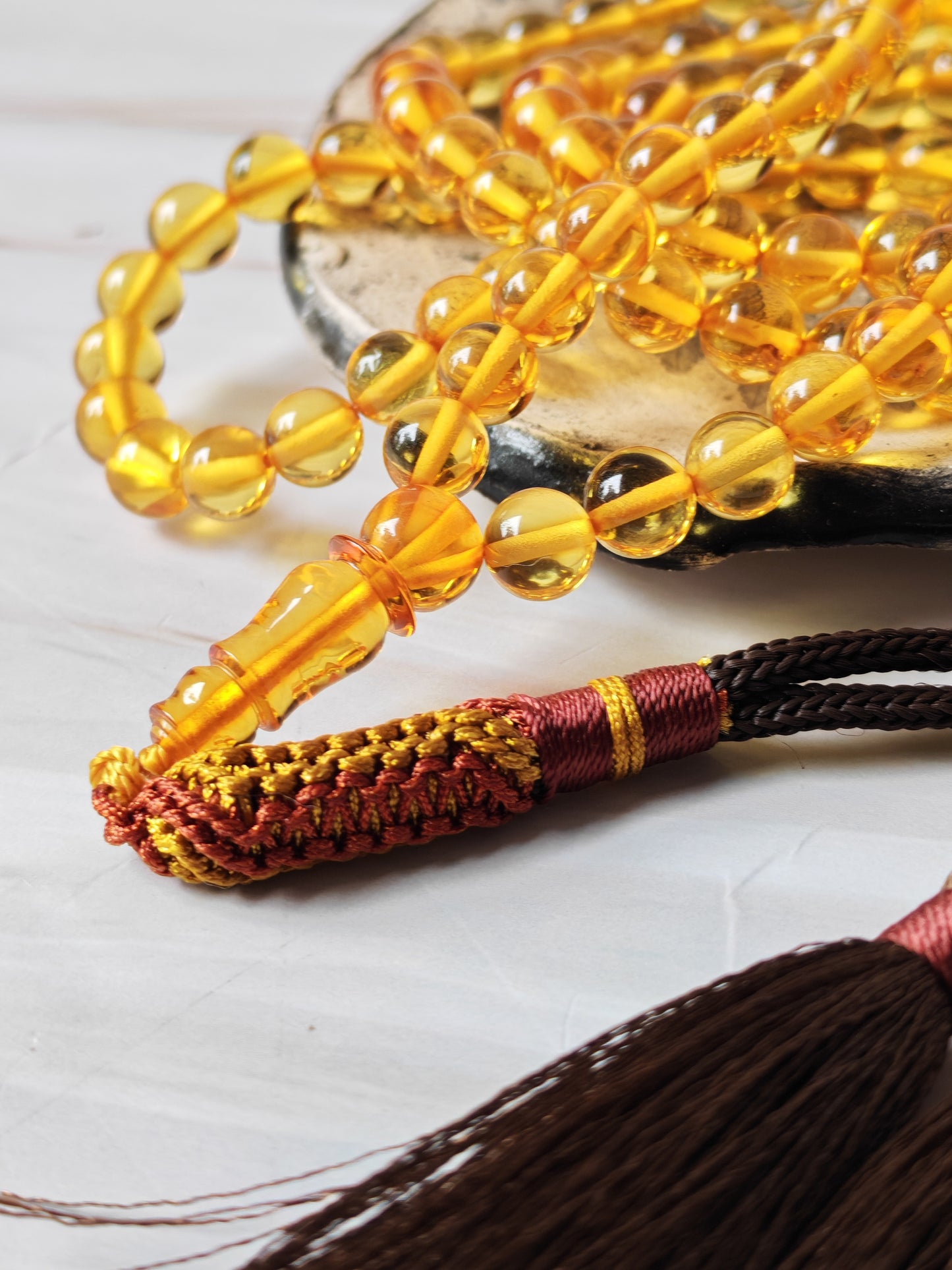 Citron Amber Tasbih – 99 Beads | Micro Size | Fully Transparent | Daily Use