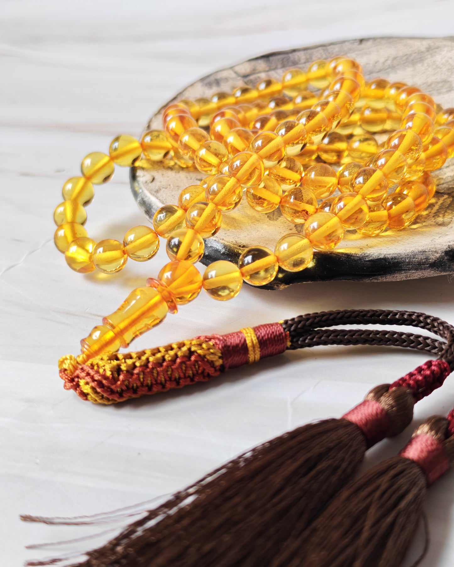 Citron Amber Tasbih – 99 Beads | Micro Size | Fully Transparent | Daily Use