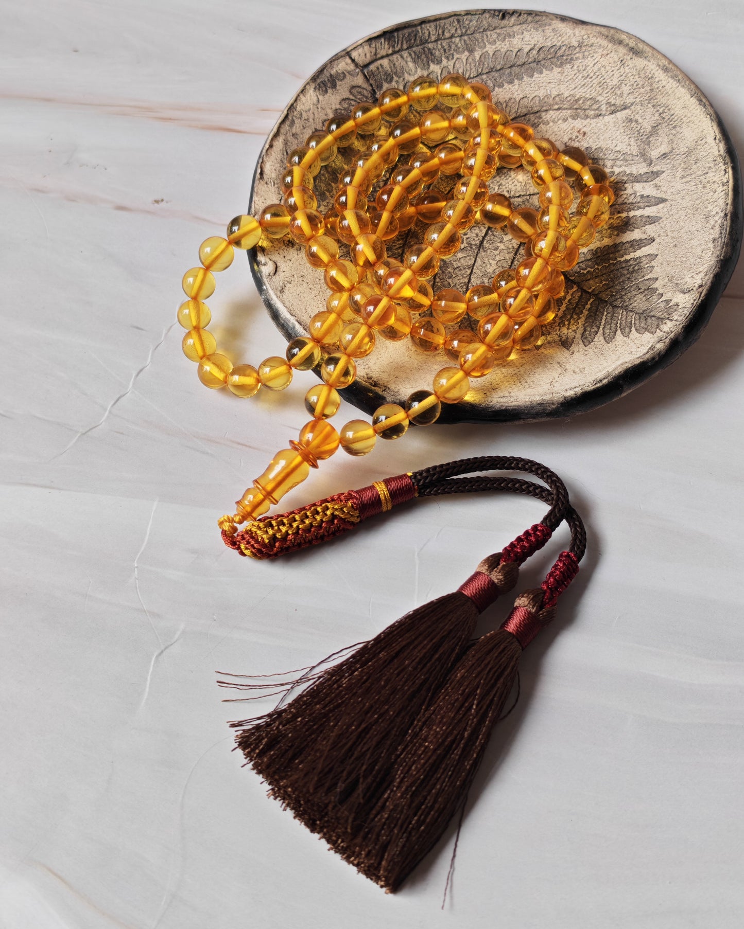 Citron Amber Tasbih – 99 Beads | Micro Size | Fully Transparent | Daily Use