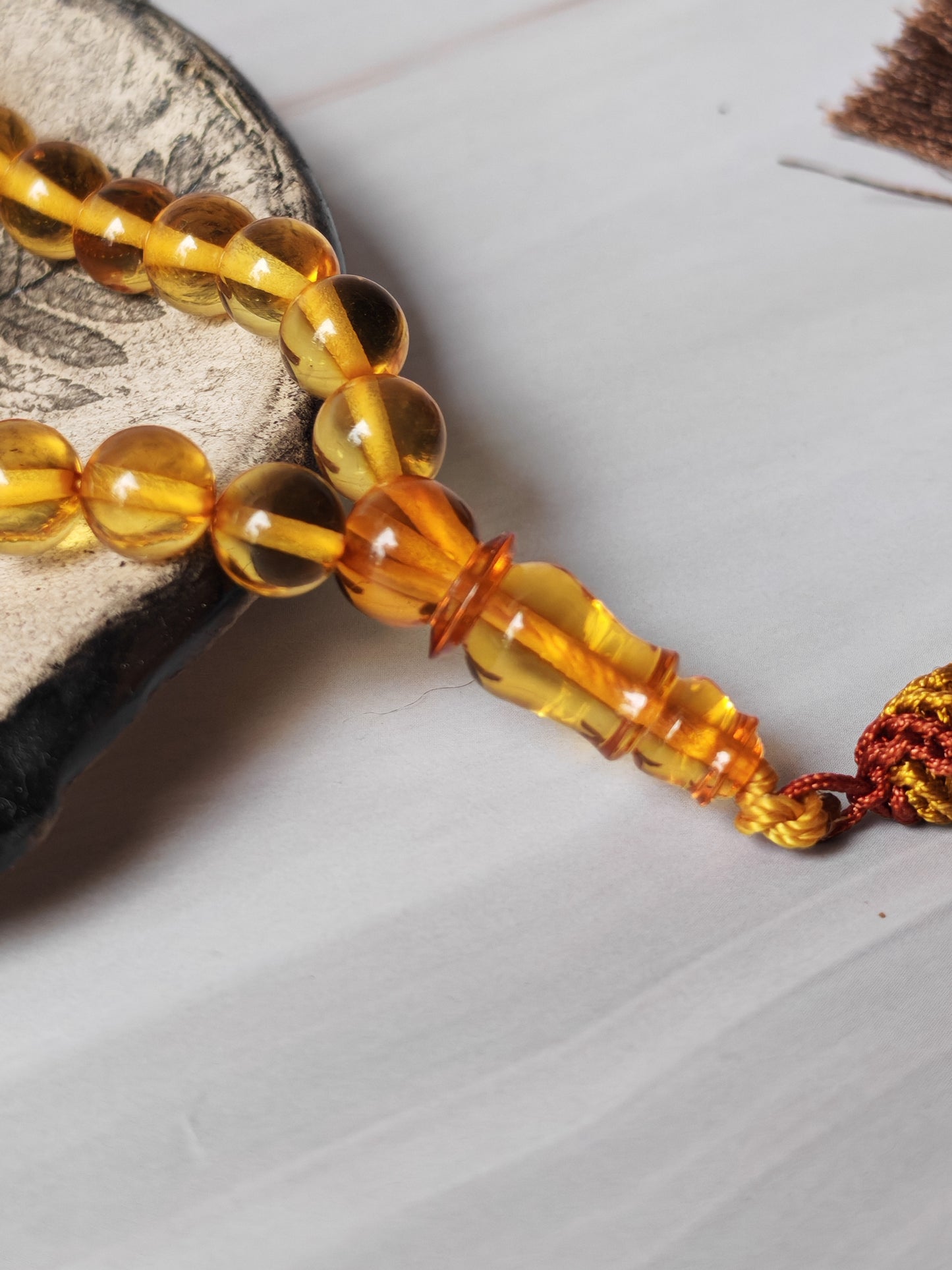 Citron Amber Tasbih – 99 Beads | Micro Size | Fully Transparent | Daily Use