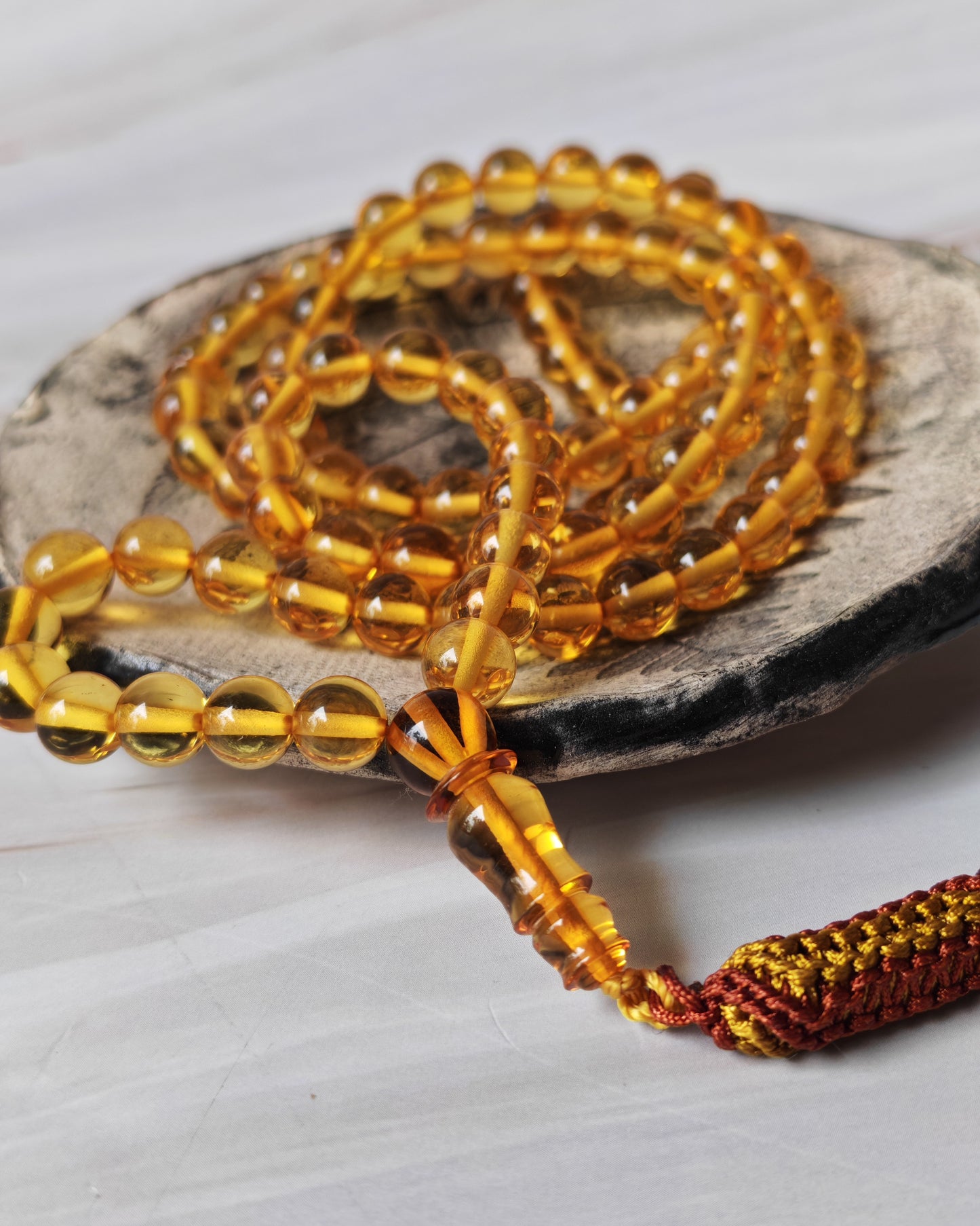 Citron Amber Tasbih – 99 Beads | Micro Size | Fully Transparent | Daily Use