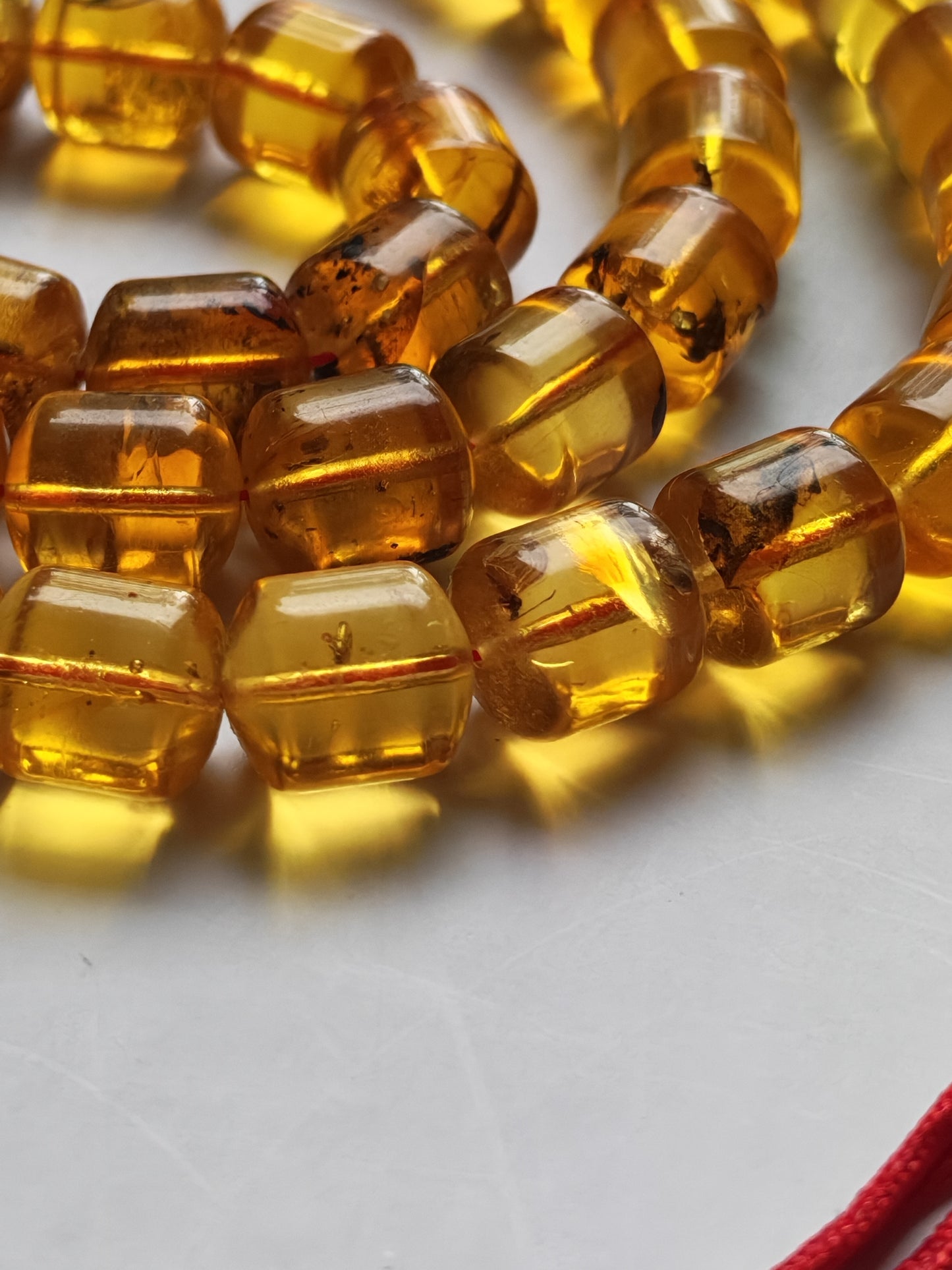 Kaliningrad Amber Rosary – 66 Barrel Beads | Citron Tones with Insect Inclusions
