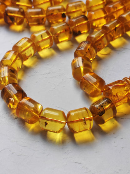 Kaliningrad Amber Rosary – 66 Barrel Beads | Citron Tones with Insect Inclusions