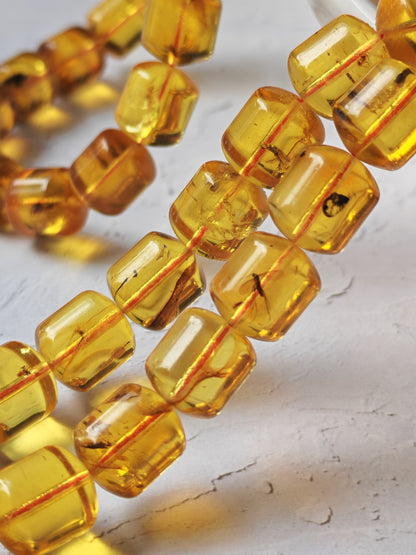 Kaliningrad Amber Rosary – 66 Barrel Beads | Citron Tones with Insect Inclusions