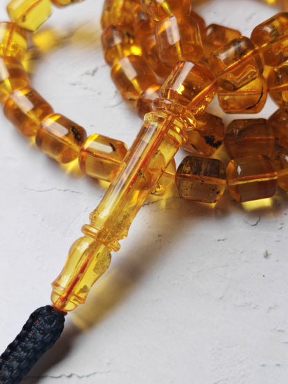 Kaliningrad Amber Rosary – 66 Barrel Beads | Citron Tones with Insect Inclusions