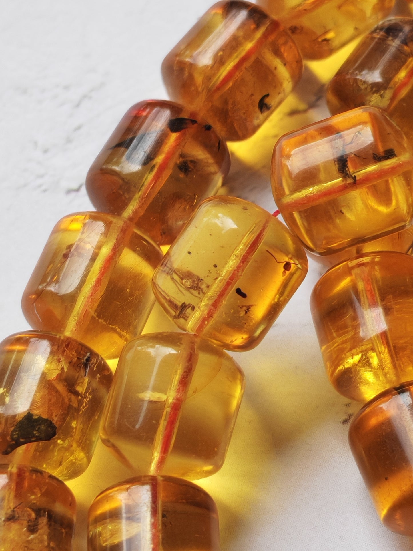 Kaliningrad Amber Rosary – 66 Barrel Beads | Citron Tones with Insect Inclusions