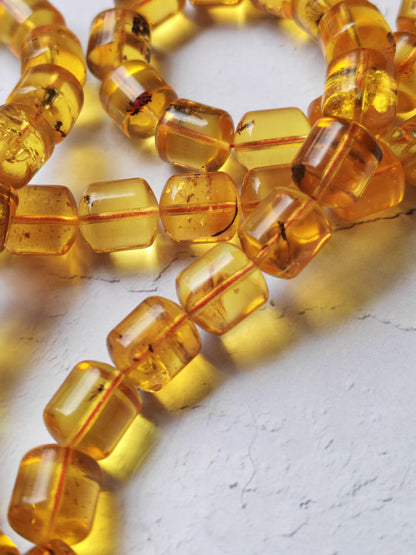 Kaliningrad Amber Rosary – 66 Barrel Beads | Citron Tones with Insect Inclusions
