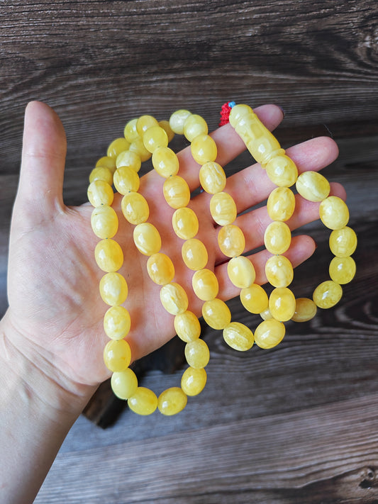 Super Baltic Amber Rosary | 55 Pigeon Egg–Shaped Beads, Butterscotch & Royal White