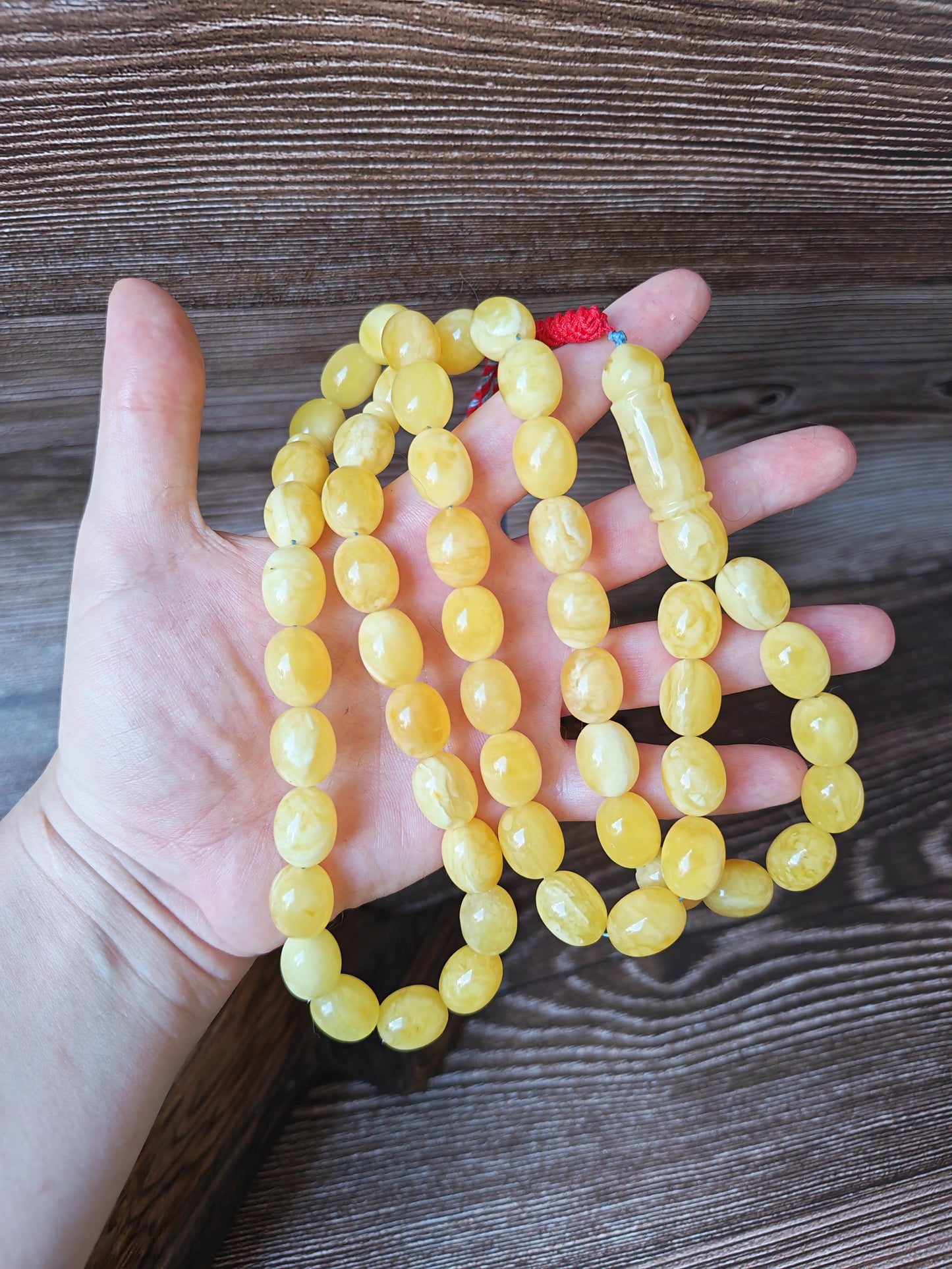 Super Baltic Amber Rosary | 55 Pigeon Egg–Shaped Beads, Butterscotch & Royal White