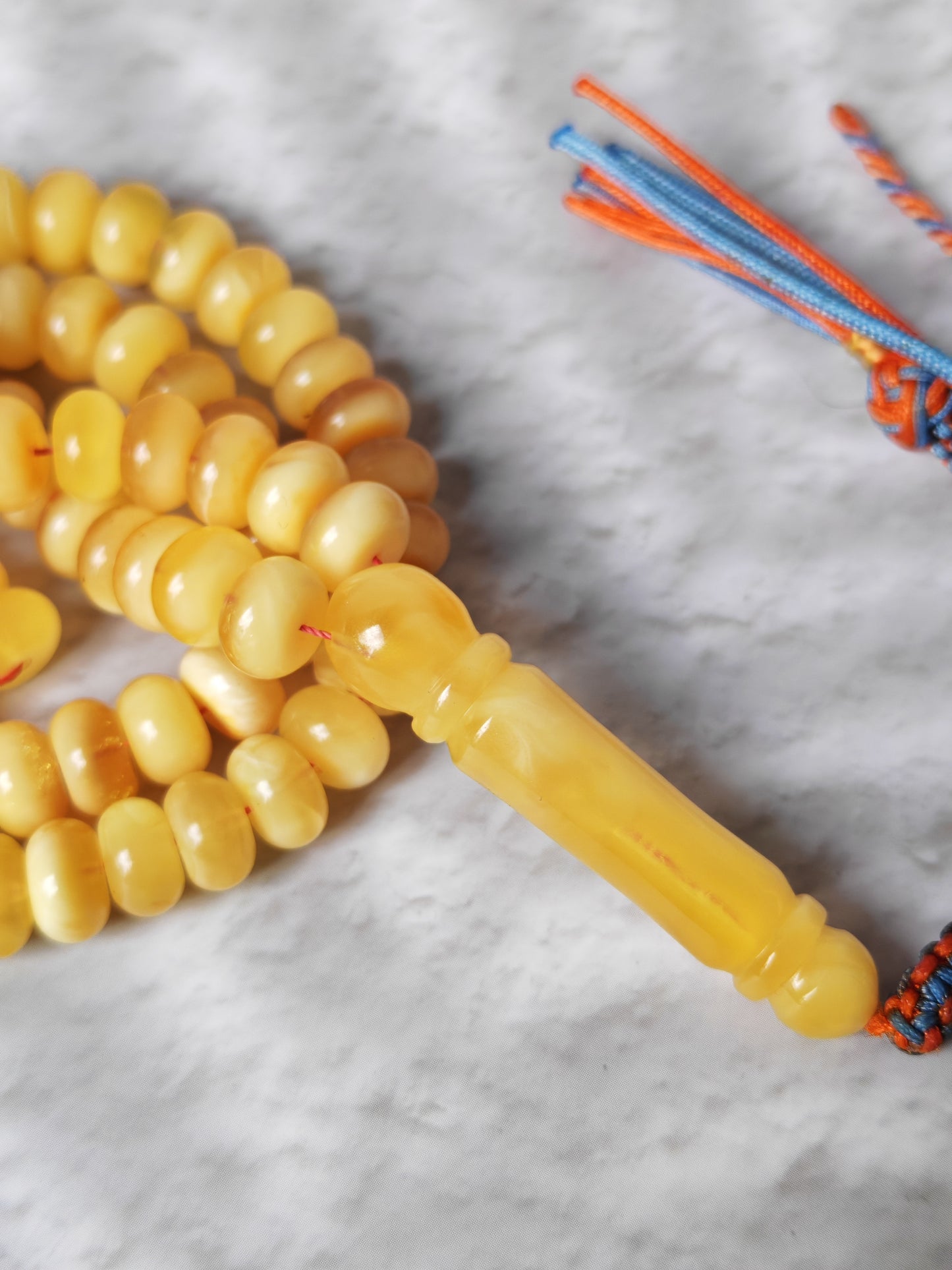 Half-Half Baltic Amber Misbah | 117 Donut-Shaped Beads