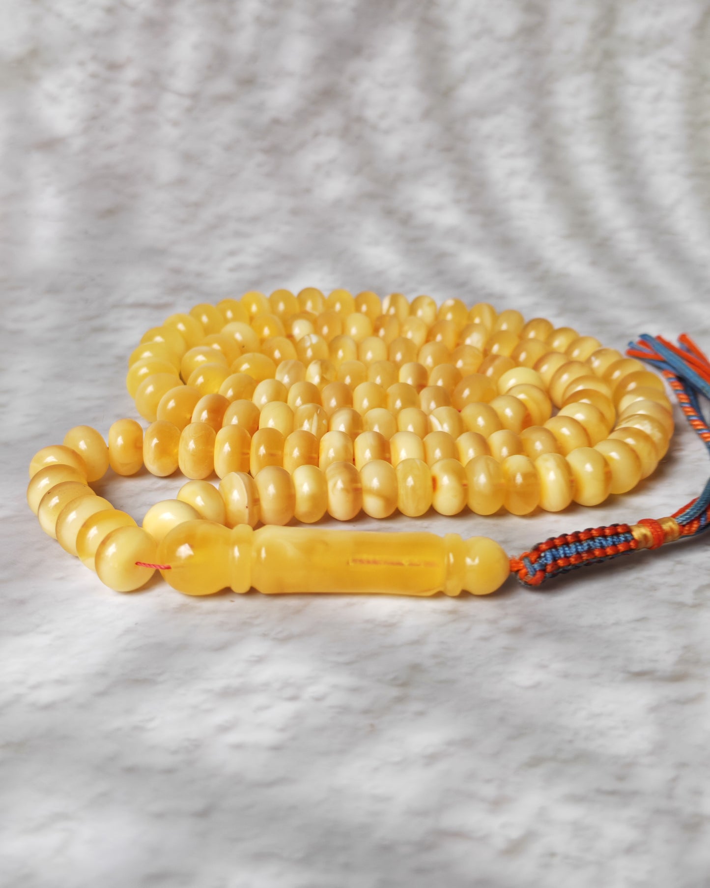 Half-Half Baltic Amber Misbah | 117 Donut-Shaped Beads