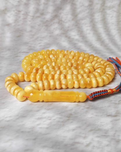 Half-Half Baltic Amber Misbah | 117 Donut-Shaped Beads
