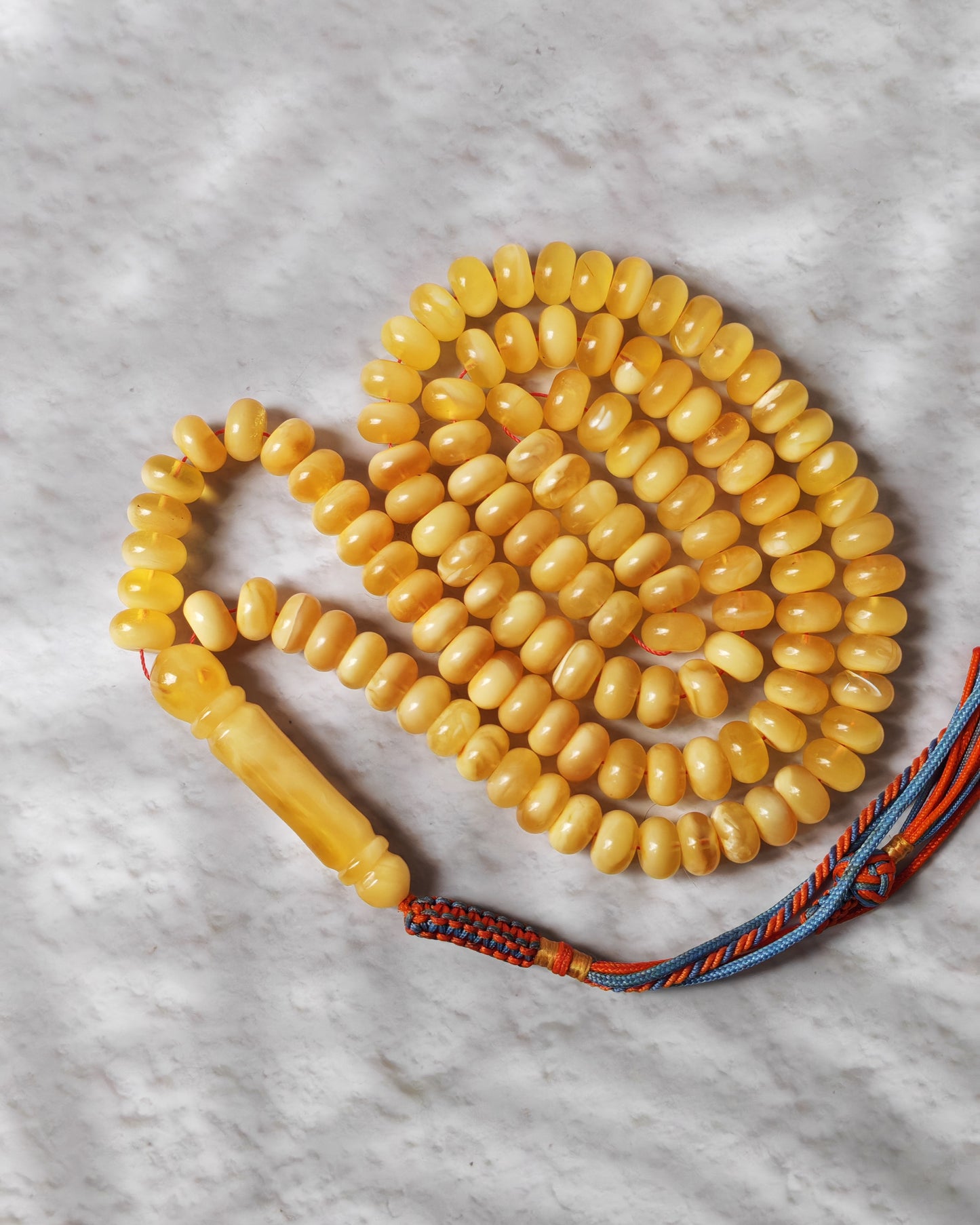 Half-Half Baltic Amber Misbah | 117 Donut-Shaped Beads