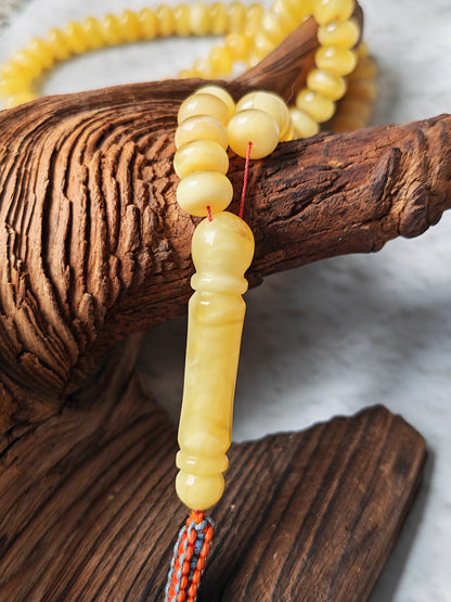 Half-Half Baltic Amber Misbah | 117 Donut-Shaped Beads