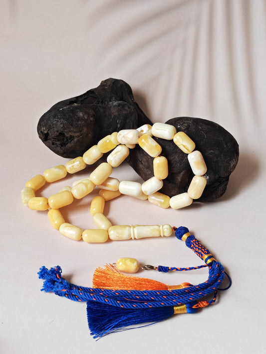 Natural Royal White Barrel Shape Tasbih 33 Beads